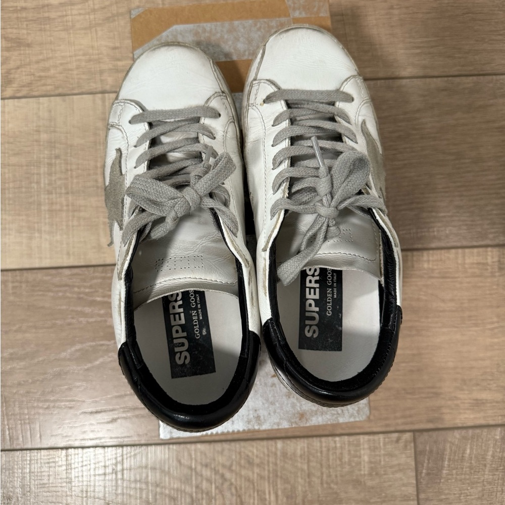 Golden Goose White and Black Star Sneakers - Picture 5 of 7